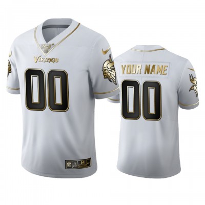 Minnesota Vikings Custom Men's Nike White Golden Edition Vapor Limited NFL 100 Jersey